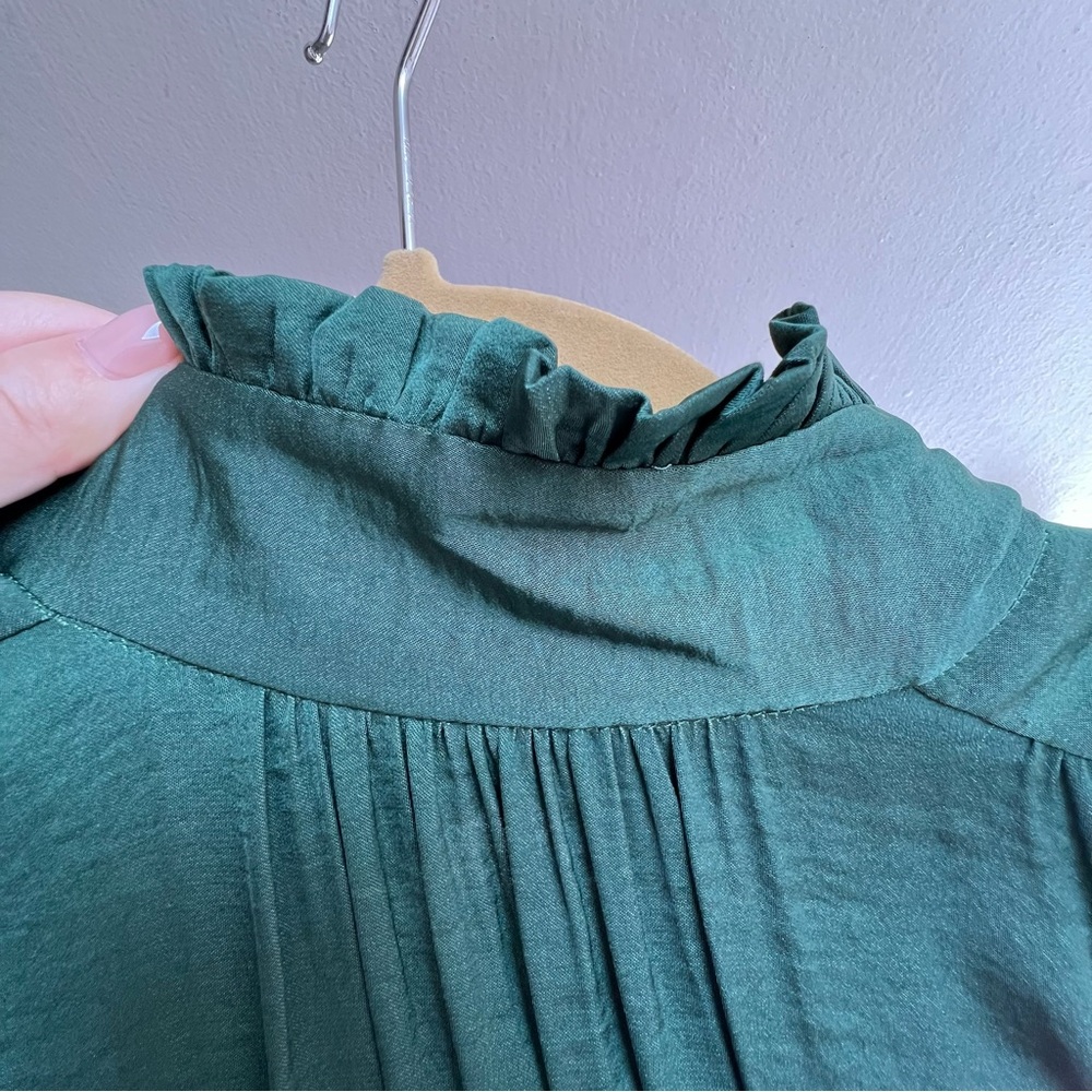 Size Medium ZARA Woman Deep Green Midi Dress - Picture 7 of 9
